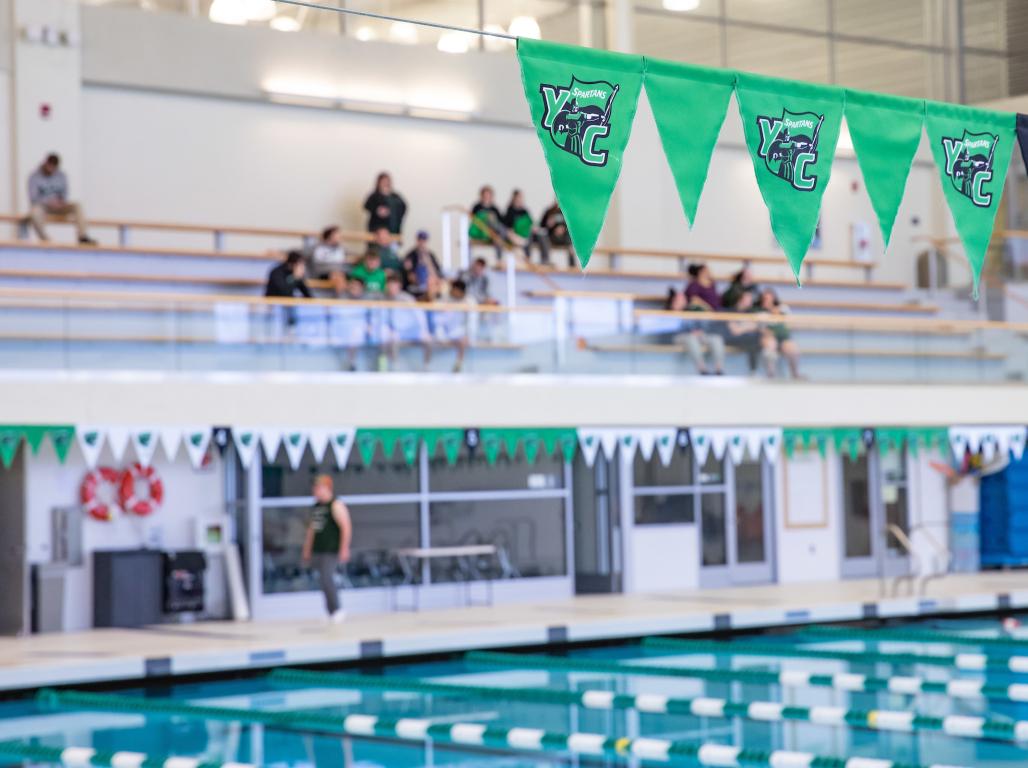 Visitors watching swimmers in the YCP pool.