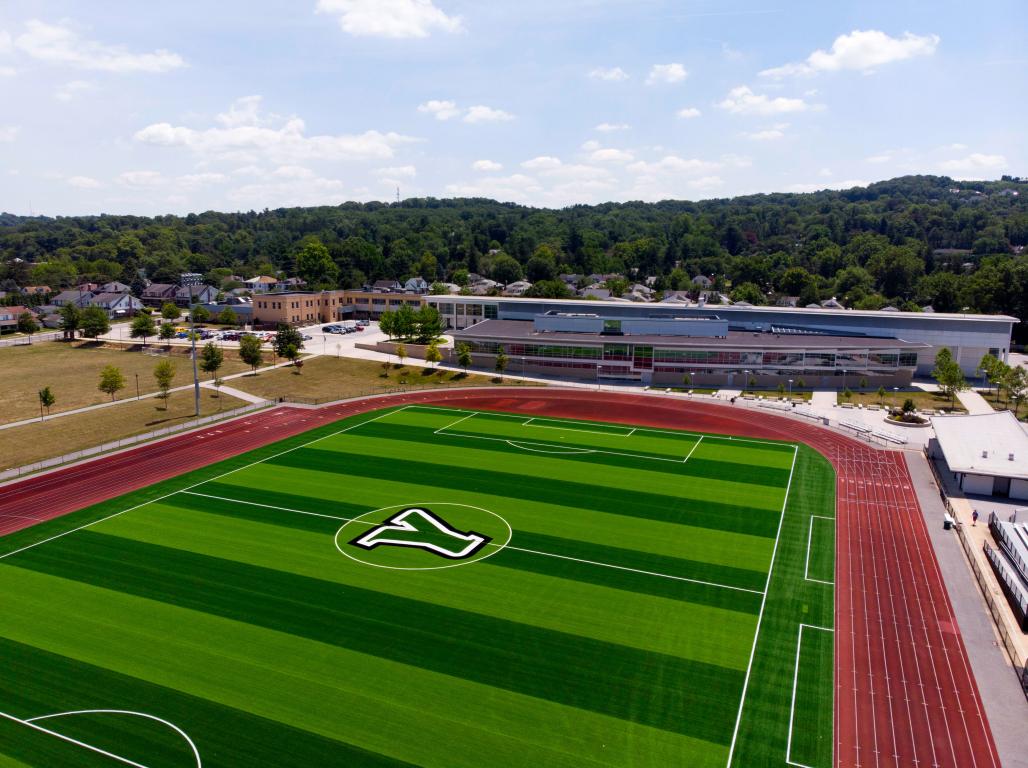 Aerial picture of York College's Track & Field