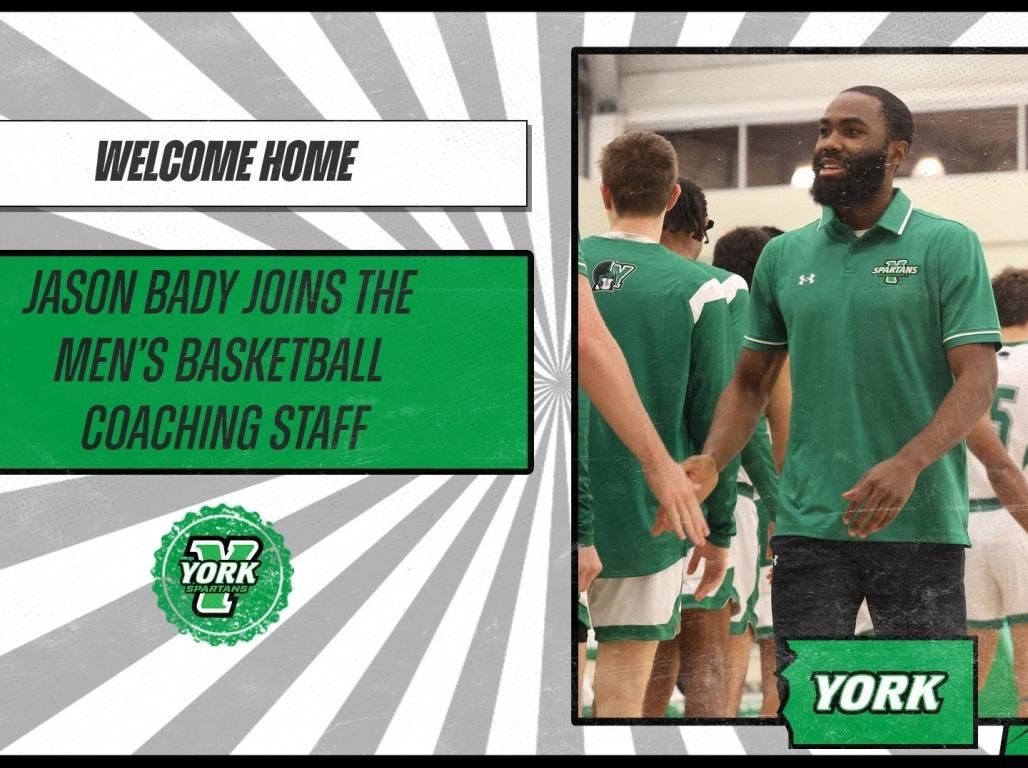 A poster with the message "Welcome Home" featuring a photo of Jason Bady slapping hands as the Basketball team walks by in line.