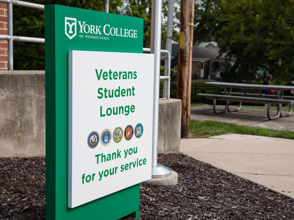 Pictured is York College's Veteran Lounge, only for student veterans