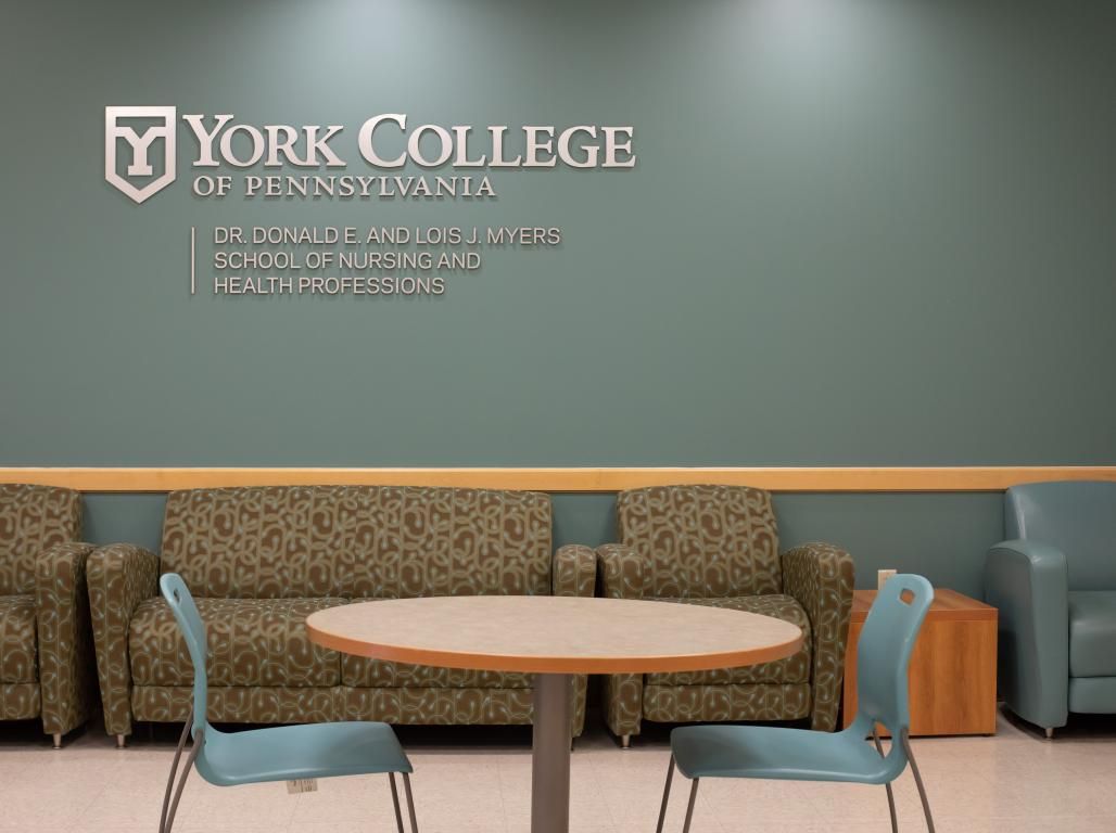 Picture of the lobby of the Nursing building at York College