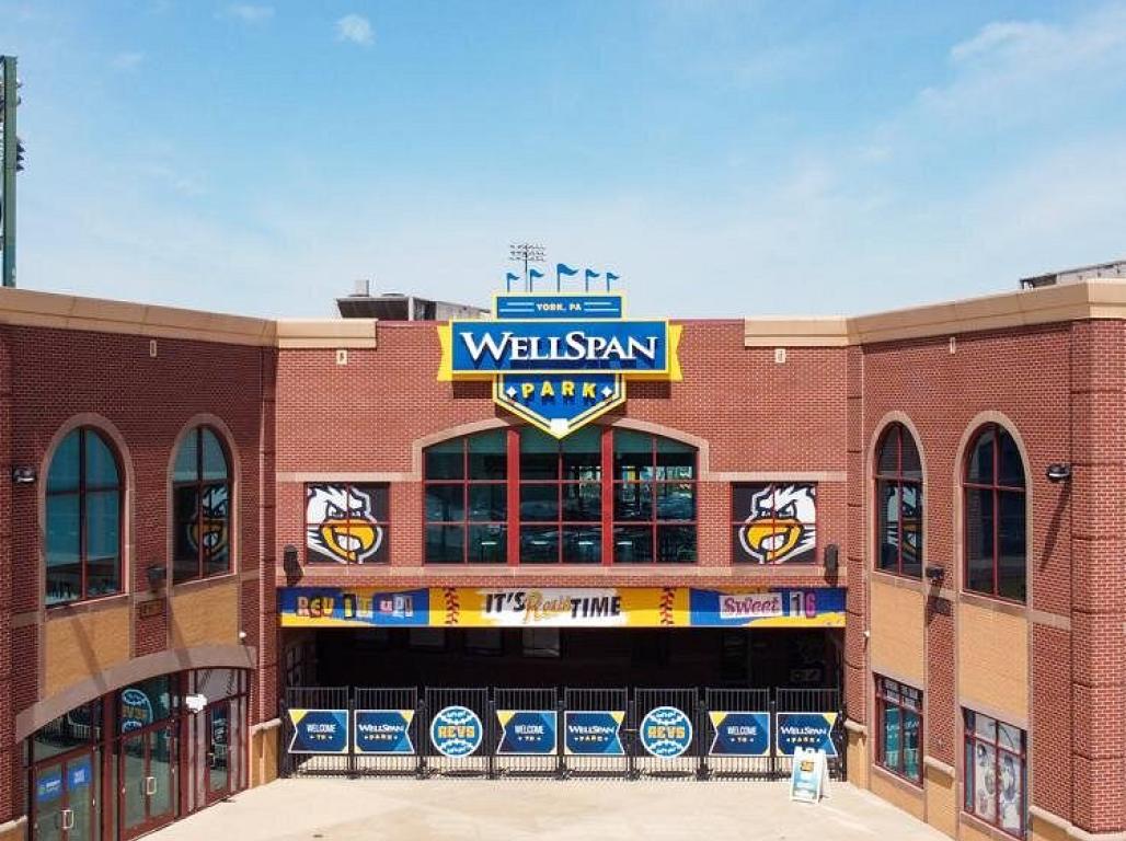 The front gates of WellSpan Park in downtown York, PA.