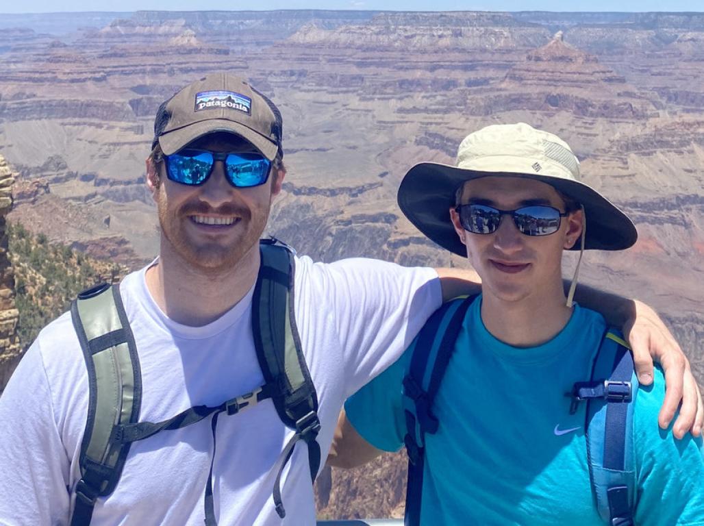 Evan Gibbs and Alex Glatfelter stand together at the Grand Canyon