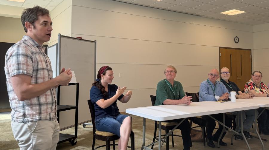 YCP Students and LLI members in a classroom.