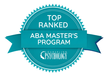 Logo of badge that reads, Top Ranked ABA Master's Program, Counseling Psychology